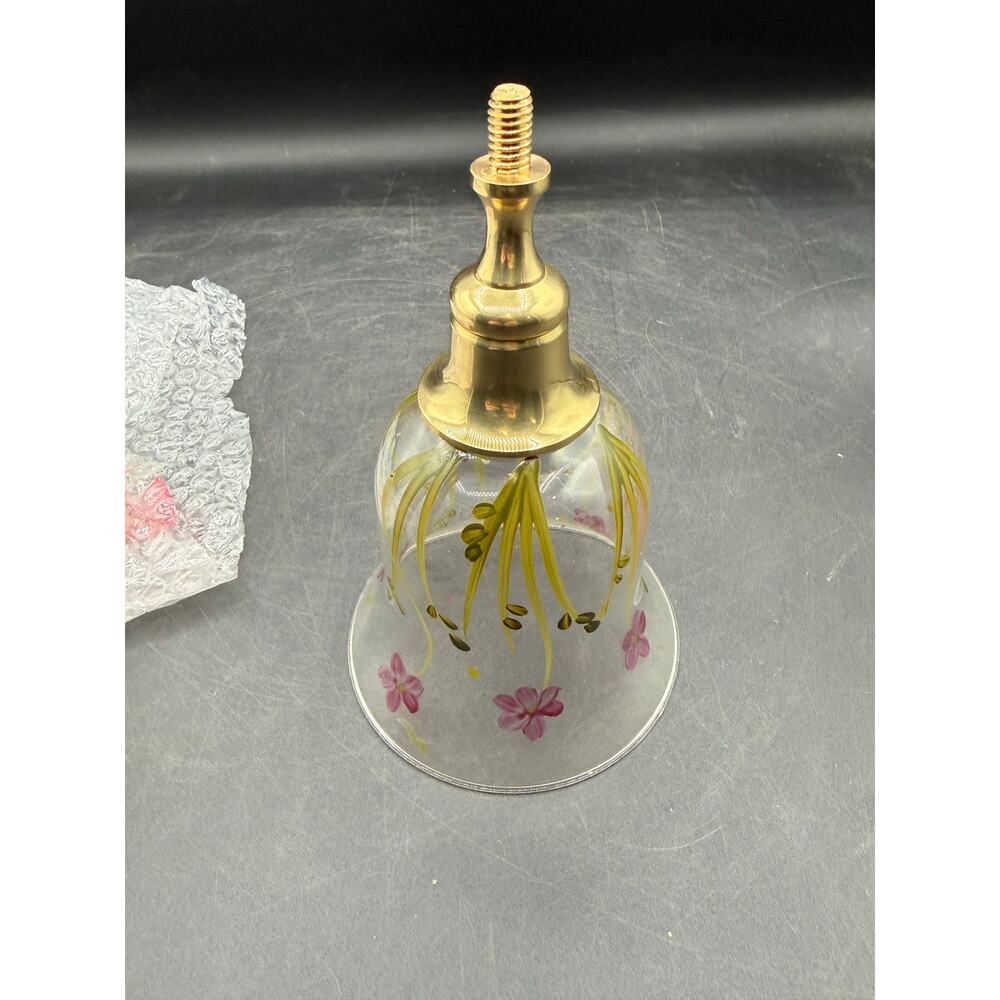 Vintage Clear Glass Peg Votive Candleholder Hand-Painted Floral Design